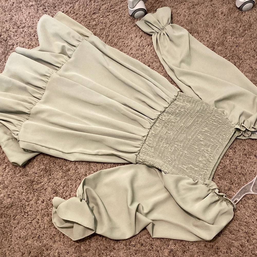 Green ruffle dress